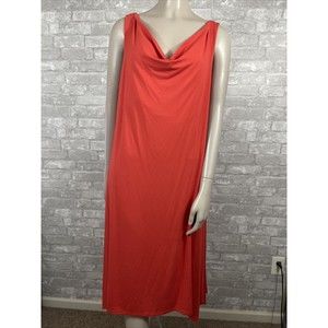 Eileen Fisher Medium Orange Sleeveless Knee Length Cowl Neck Dress